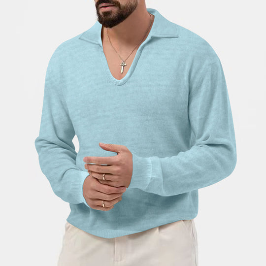 Herren eleganter Pullover mit V-Ausschnitt und strukturiertem Design EB