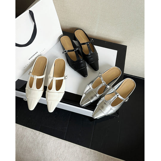 Damen elegante Slingback-Mules mit modischem Schnallenverschluss EB