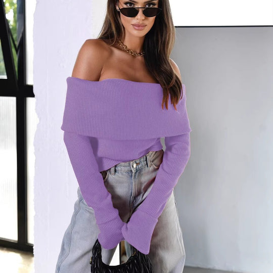 Damen Off-Shoulder Strickpullover mit eleganter Passform EB