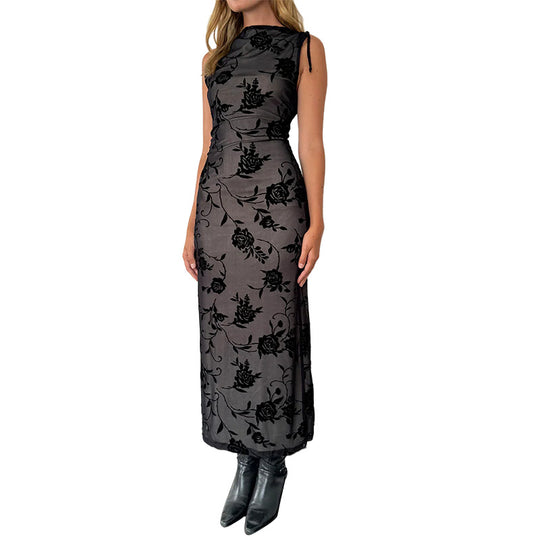 Damen Elegantes Spitzenmaxikleid mit floralem Muster EB