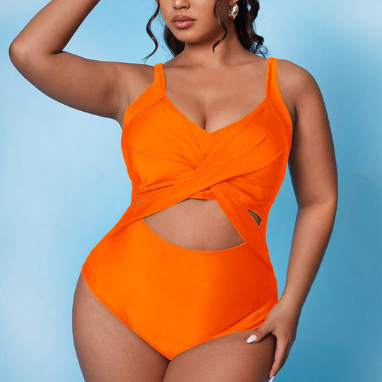 Damen Einteiliger Badeanzug mit stylischem Wickelschnitt und trendigen Cut-Out EB