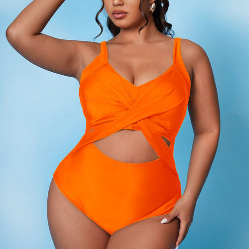 Damen Einteiliger Badeanzug mit stylischem Wickelschnitt und trendigen Cut-Out EB