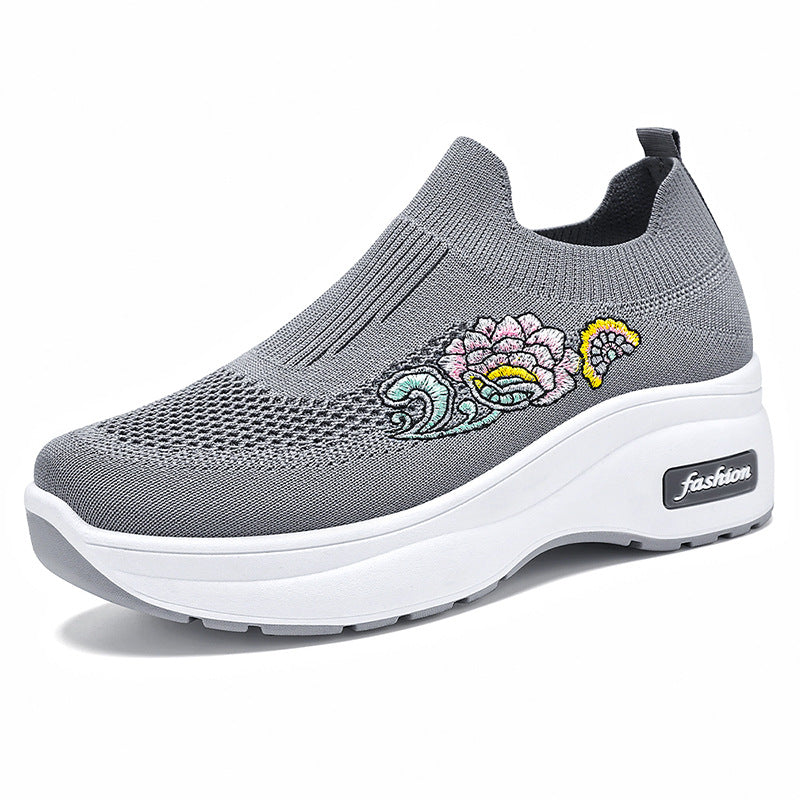 Damen nan atmungsaktive Strick-Sneaker mit Plateau-Sohle und elastischer Sockenkonstruktion EB