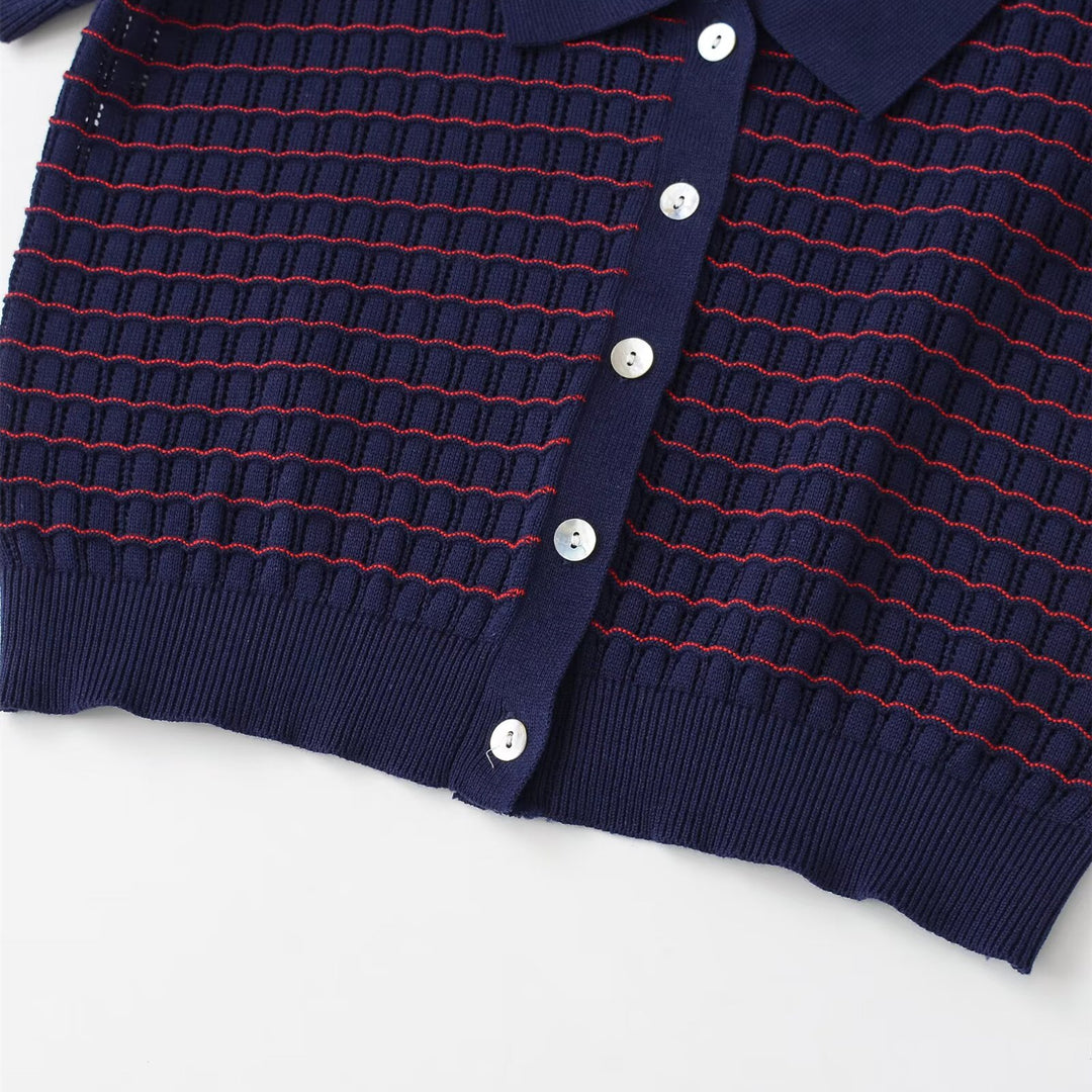 Damen Kurzarm Pullover mit strukturiertem Gewebe EB