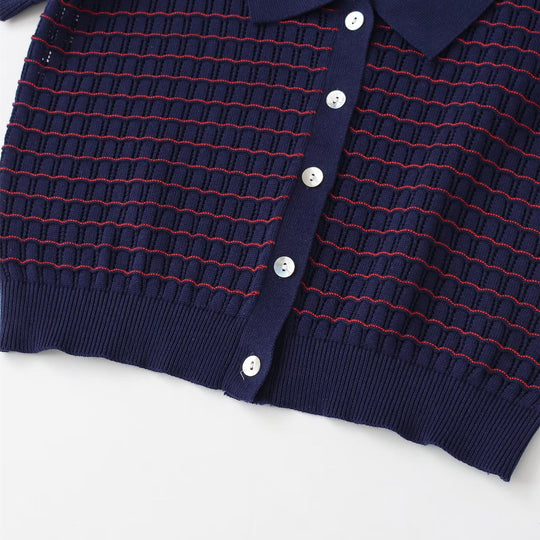 Damen Kurzarm Pullover mit strukturiertem Gewebe EB