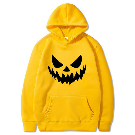 Unisex nan Kapuzenpullover mit gruseligem Kürbisgesicht-Print und Oversize Kängurutasche EB