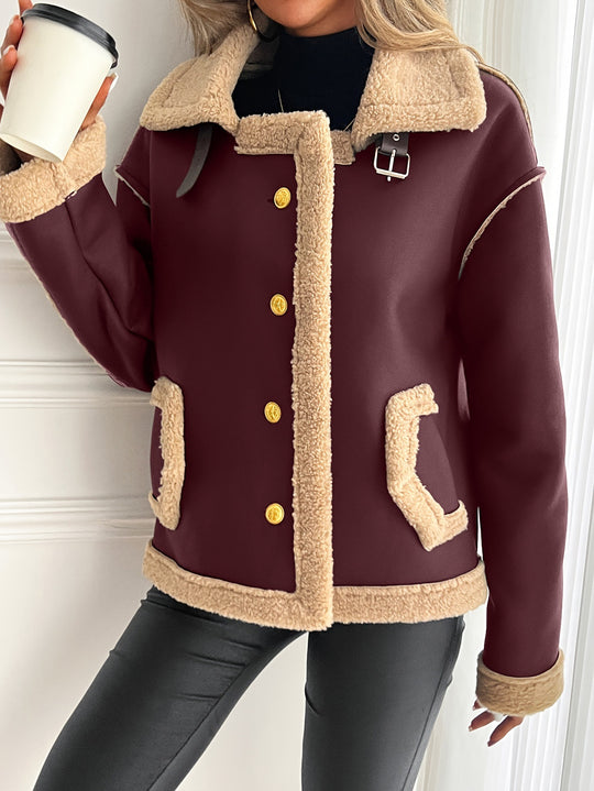 Damen Kurzjacke mit Kunstfellbesatz und praktischen Taschen EB