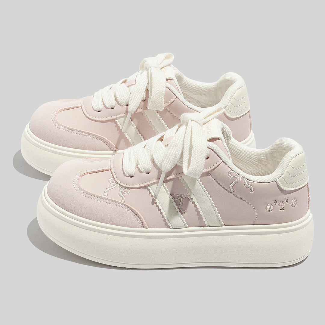 Damen Modische Sneakers mit verspielten Schleifenakzenten und atmungsaktiver Oberflächenstruktur EB
