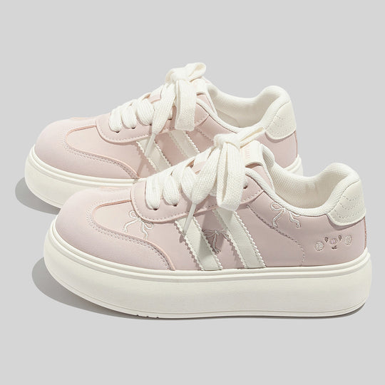 Damen Modische Sneakers mit verspielten Schleifenakzenten und atmungsaktiver Oberflächenstruktur EB