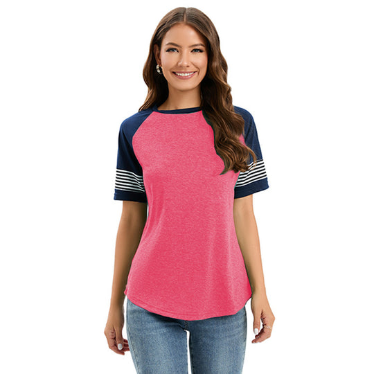 Damen sportliches Raglan-T-Shirt mit Streifenmuster EB
