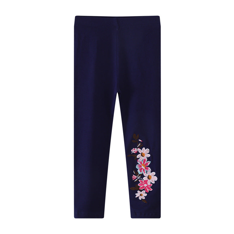 Mädchen Leggings mit floralem Stickdesign EB