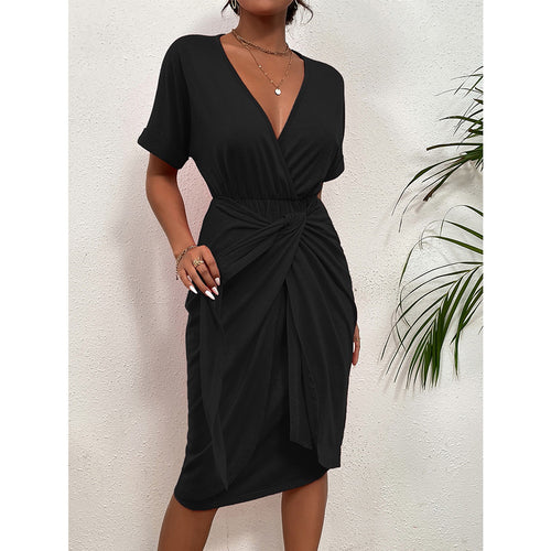 Damen Wickelkleid mit elegantem V-Ausschnitt und Vielzahl an Stylingmöglichkeiten EB