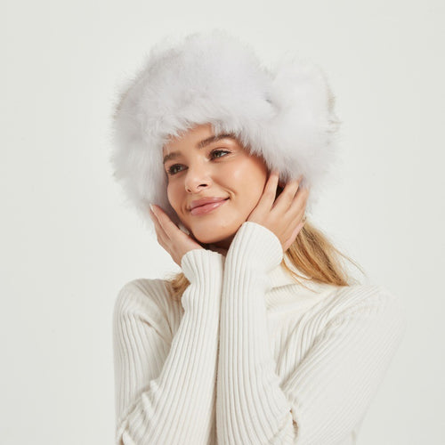 Damen Flauschige Wintermütze mit tierischen Ohren und voluminösem Design EB