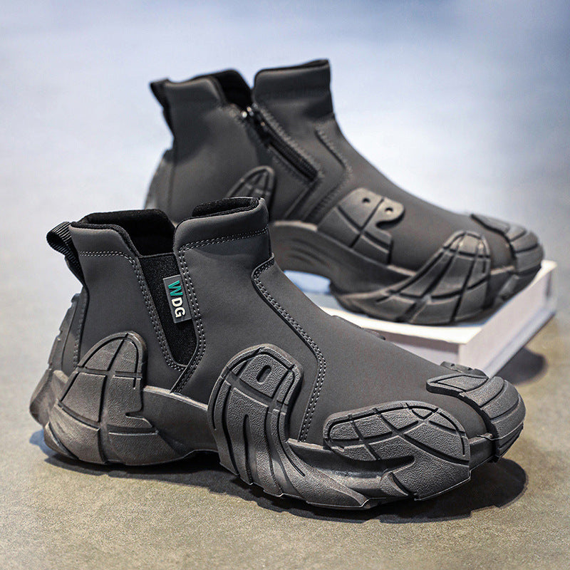 Herren robuste technische Chelsea-Boots mit neoprenartigem Schaft, seitlichem Reißverschluss und profiliertem Offroad-Laufsohle EB