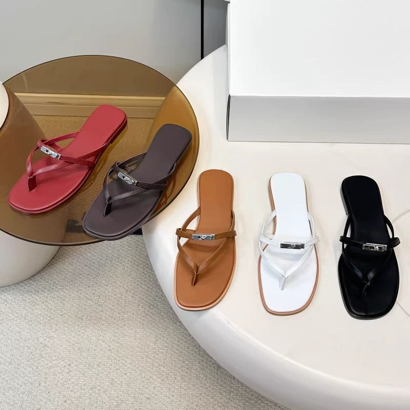 Damen Zehentrenner-Sandalen mit elegantem Riemendesign und modischer Schnalle EB