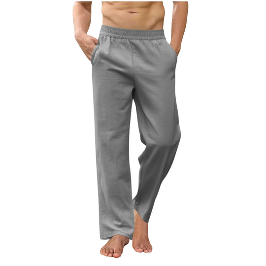 Herren nan lockere Loungehose mit elastischem Bund, Eingrifftaschen und seitlichen Knöchelschlitzen EB