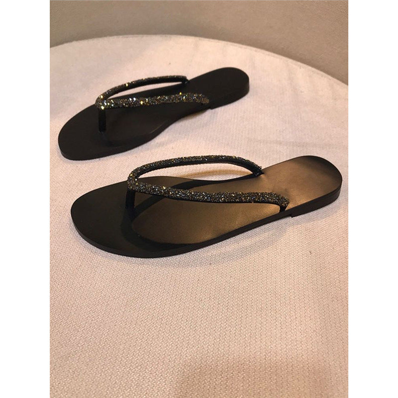 Damen Strandsandalen mit glitzerndem Riemendesign EB