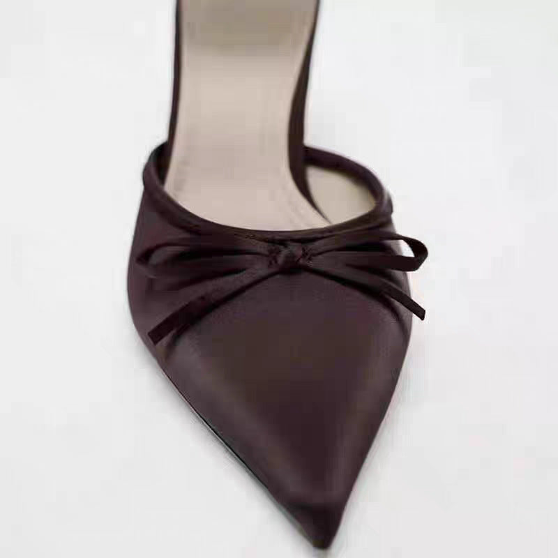 Damen elegant spitze Mules mit Schleifenverzierung EB