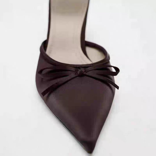 Damen elegant spitze Mules mit Schleifenverzierung EB