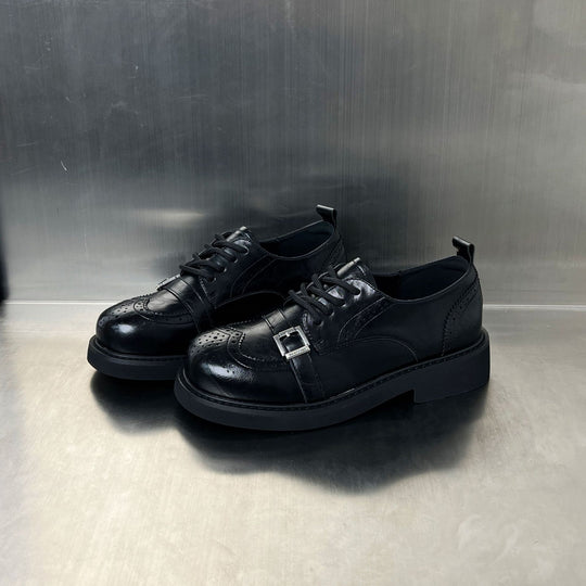 Damen Elegante Schnürschuhe mit modischen Schnallen und robuster Sohle EB