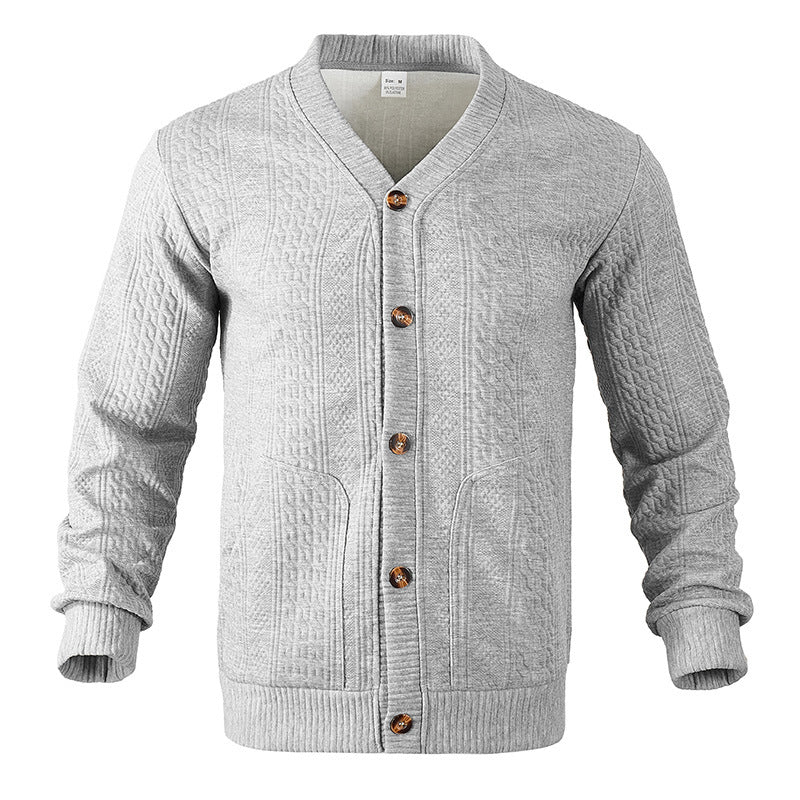 Herren Strickjacke mit V-Ausschnitt und praktischen Taschen EB