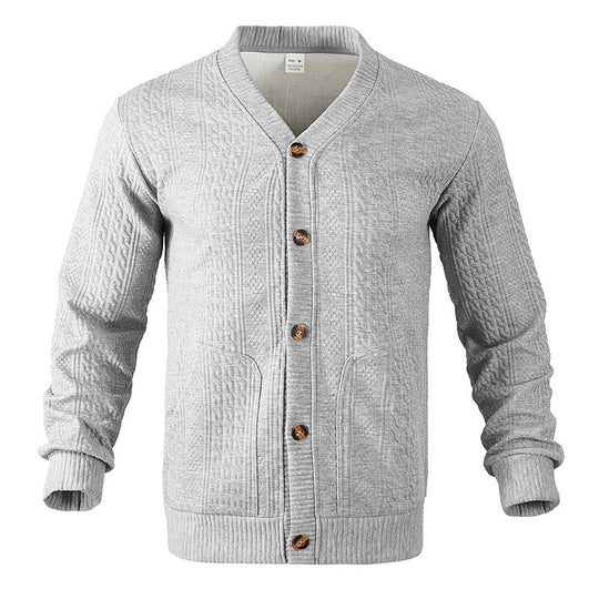 Herren Strickjacke mit V-Ausschnitt und praktischen Taschen EB