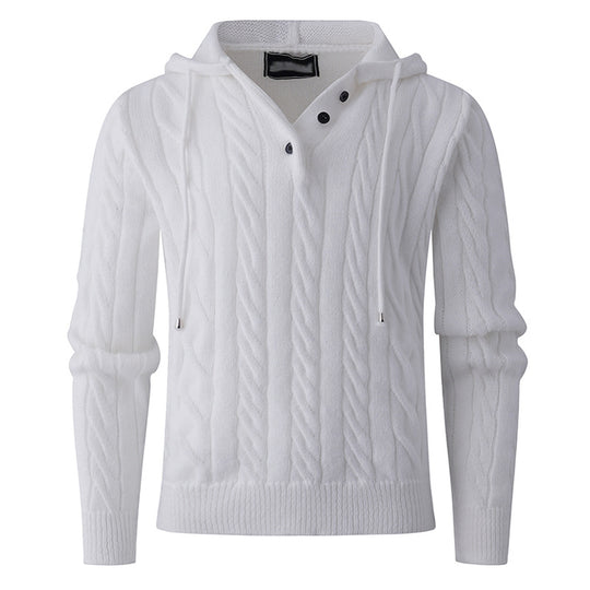 Herren Strickpullover mit Kapuze und strukturiertem Zopfmuster EB