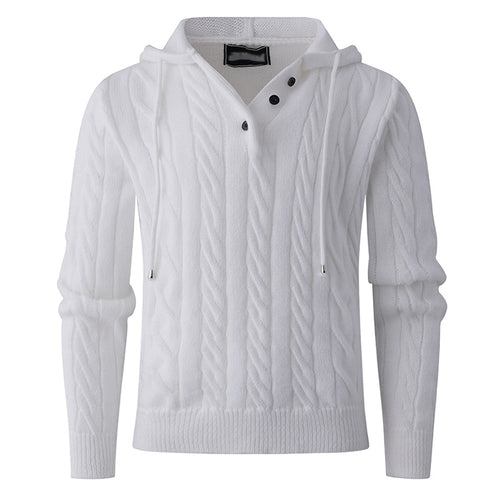 Herren Strickpullover mit Kapuze und strukturiertem Zopfmuster EB