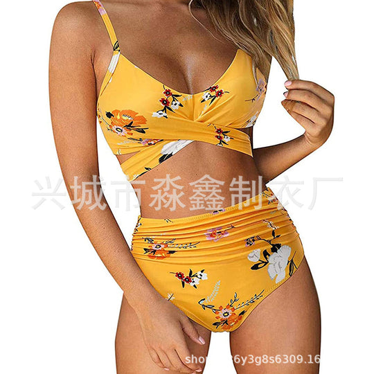 Damen Crop-Top Bikini-Set mit geflochtenem Design EB