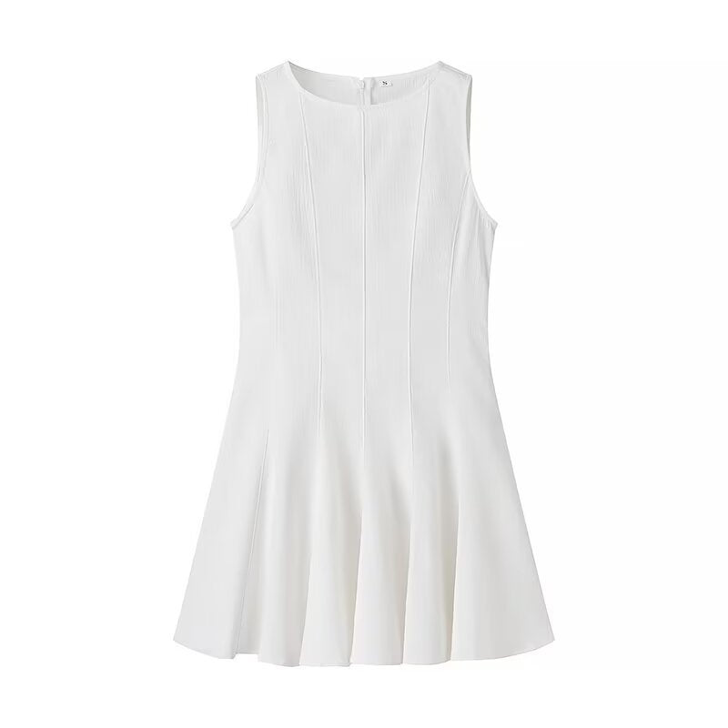 Damen ärmelloses Sommerkleid mit hohem Schnitt und elegantem Saum EB