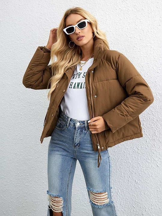 Damen gesteppte Übergangsjacke mit hohem Kragen und praktischen Taschen EB