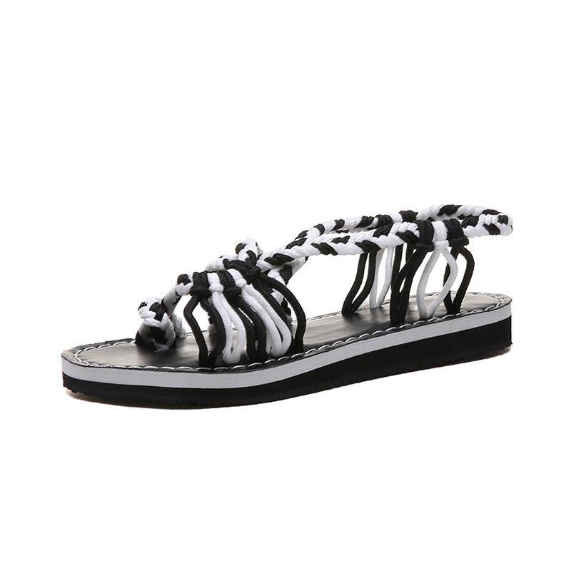 Damen Freizeit-Sandalen mit kunstvoll geflochtenem Riemen-Design EB