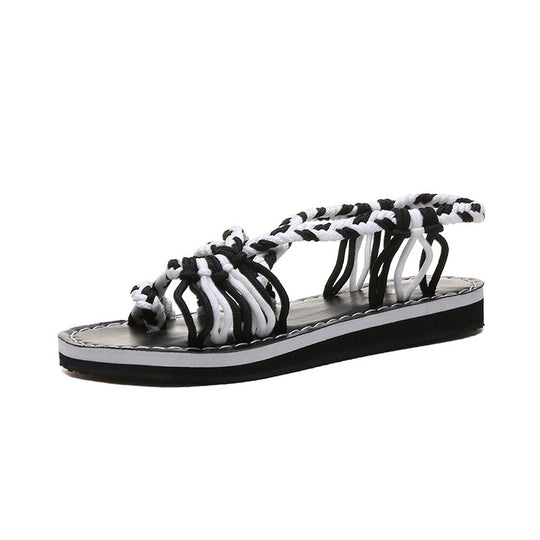 Damen Freizeit-Sandalen mit kunstvoll geflochtenem Riemen-Design EB