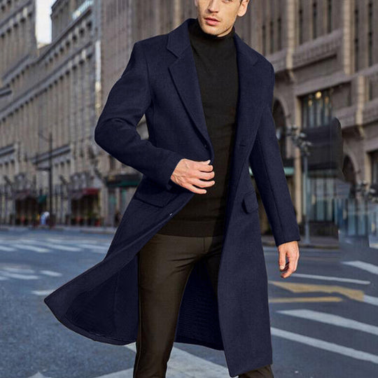 Herren eleganter, klassischer Schnitt Mantel mit hohem Kragen EB