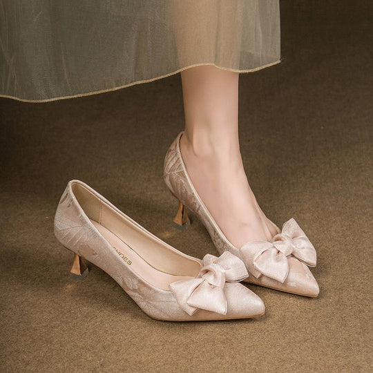 Damen elegante Pumps mit dekorativem Schleifenakzent EB