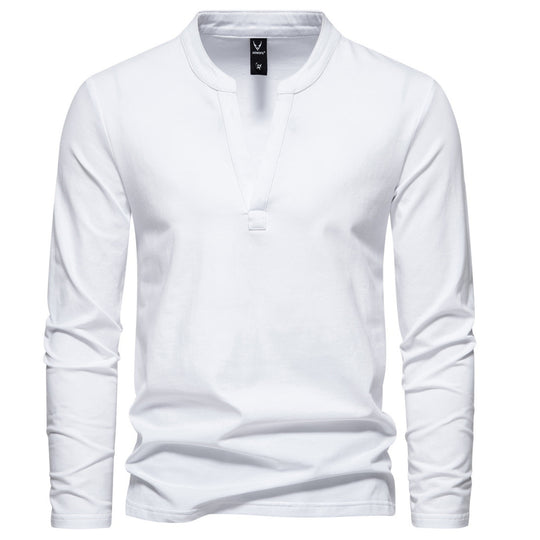 Herren nan langärmeliges Henleyshirt mit Stehkragen, tiefer V-Öffnung und schmaler Passform EB