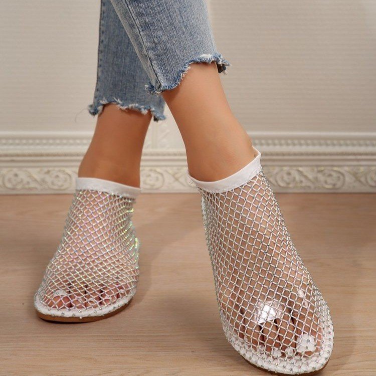 Damen Netz-Sneaker mit funkelnden Akzenten und offenem Zehenbereich EB