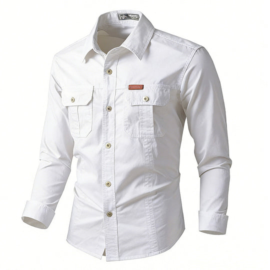 Herren  leichte Overshirt-Jacke mit Klappbrusttaschen und klassischem Hemdkragen EB