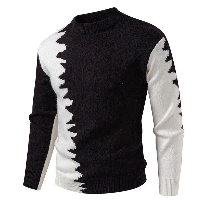 Herren Strickpullover mit kreativem Farbverlauf und klassischem Rundhalsausschnitt EB