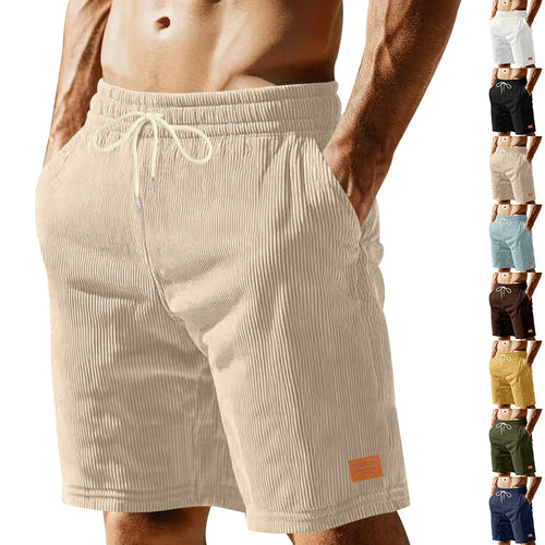 Herren nan lässige Bermudashorts aus feinstrukturiertem Baumwollmix mit elastischem Bund und Kordelzug EB