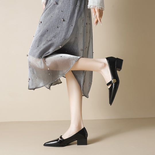 Damen elegante Pumps mit modischer Schnallenverzierung EB
