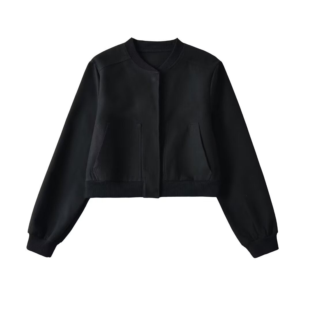 Damen lässige cropped Sweatjacke mit Taschen EB