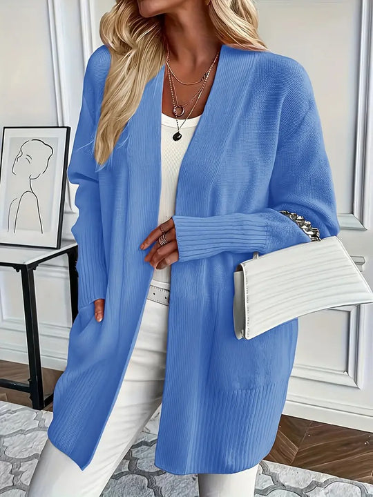 Damen Strickjacke mit offenem Schnitt und Rippstruktur EB