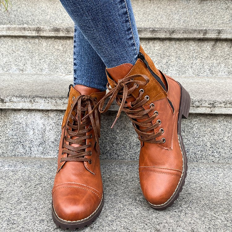 Damen Schnürstiefel mit modischen Akzenten und stabiler Profilsohle EB
