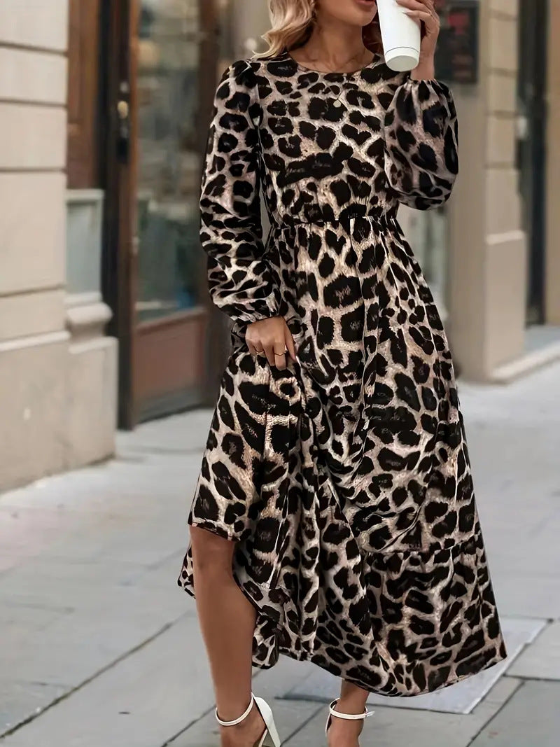 Damen Maxikleid mit modernem Leopardenmuster EB