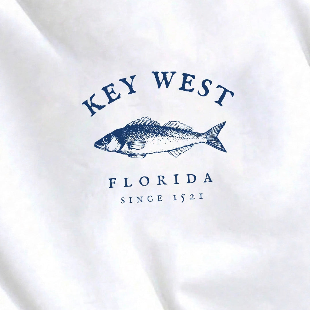 Damen nan Oversize-Sweatshirt mit maritimem Key-West Fischmotiv, dropped-Shoulder und weichem Baumwollmix EB