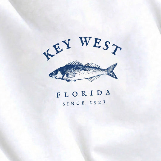 Damen nan Oversize-Sweatshirt mit maritimem Key-West Fischmotiv, dropped-Shoulder und weichem Baumwollmix EB