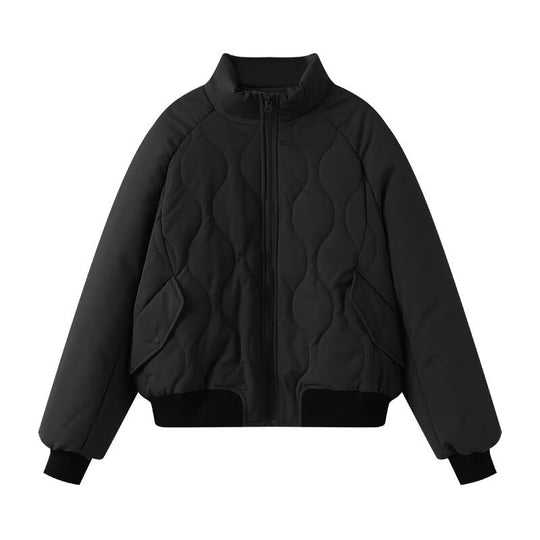 Damen modische Steppjacke mit hohem Kragen und voluminösem Design EB