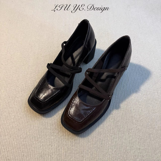 Damen Elegante Mules mit modischem Schnürdesign und komfortablem Blockabsatz EB
