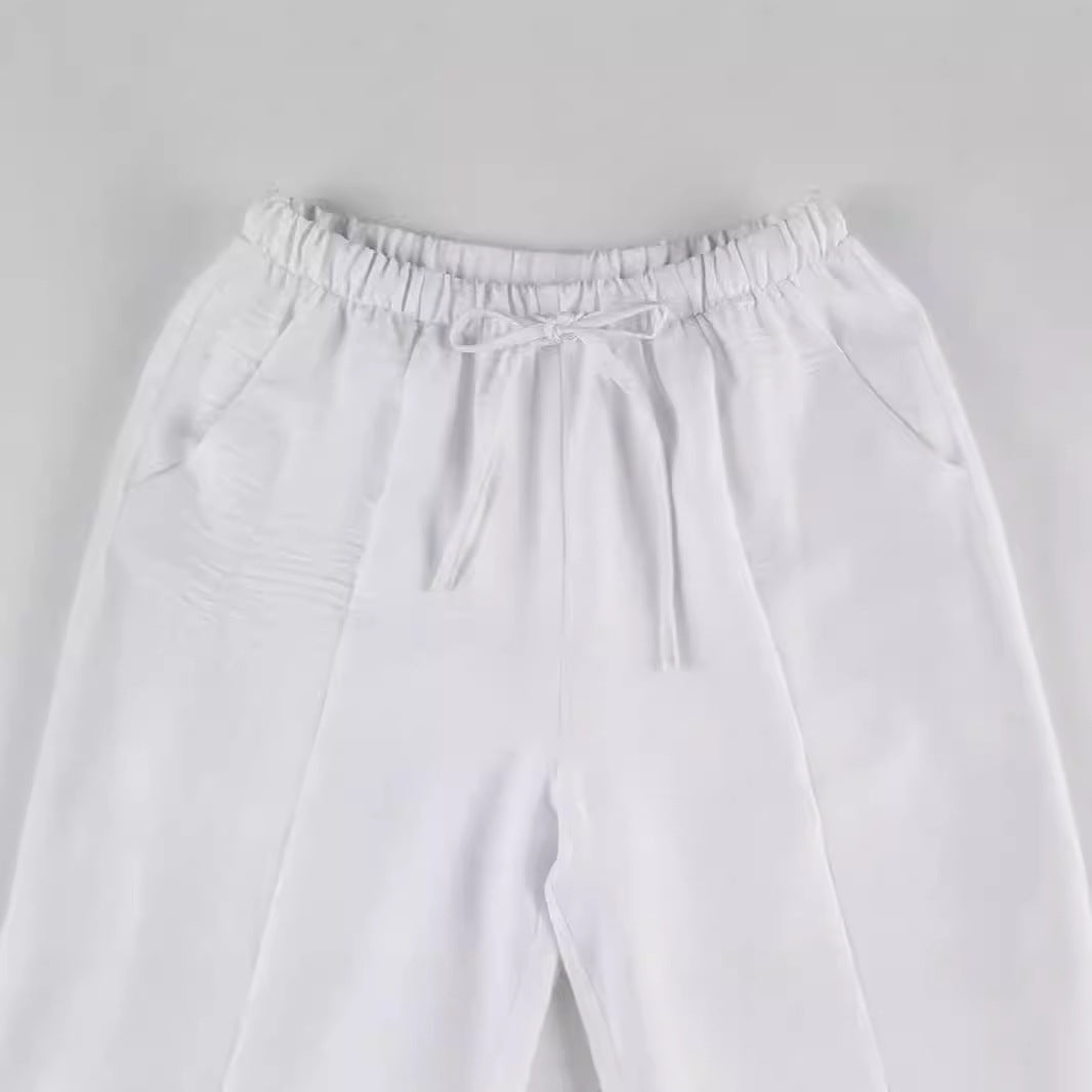 Damen Elegante und luftige Lounge-Hose mit elastischem Bund und seitlichen Taschen EB